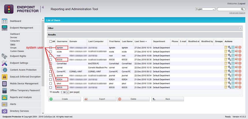 Linux users in Endpoint Protector